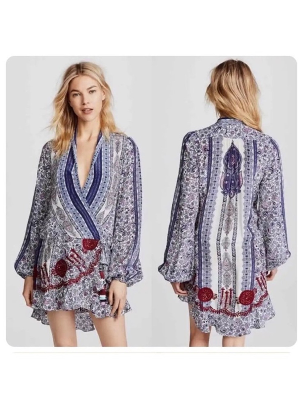 Rococo Sand Purple and Red Paisley Wrap Dress
